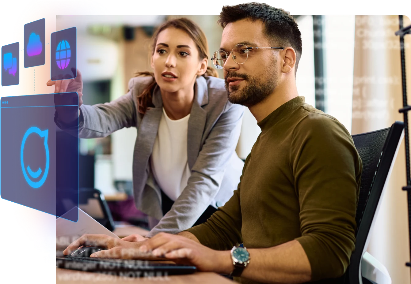 people working at laptops